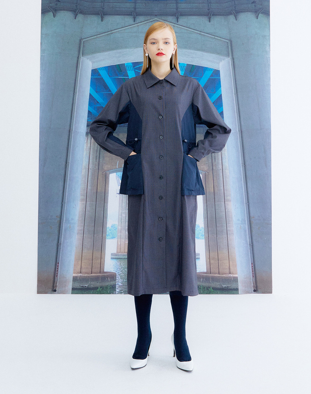 더스튜디오케이 STRING SHIRTS DRESS_NAVY 착용컷