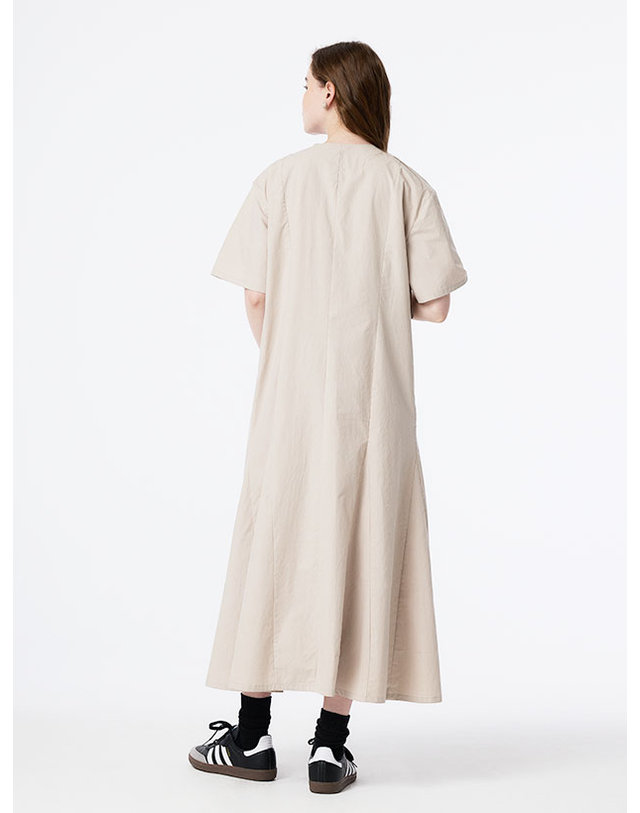 더스튜디오케이 RIBBON POINT GORED FLARE SHIRT DRESS (BEIGE) 착용컷