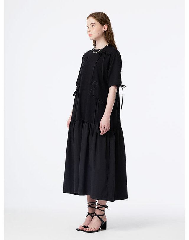 더스튜디오케이 RIBBON POINT COMFY DRESS (BLACK) 착용컷