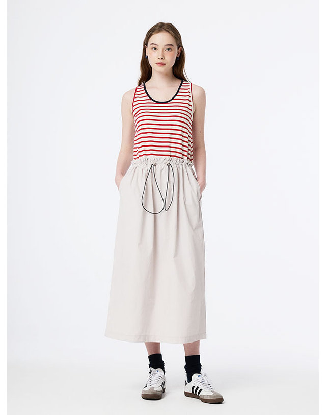 더스튜디오케이 MARINE STRIPE SLEEVELESS DRESS (RED) 착용컷