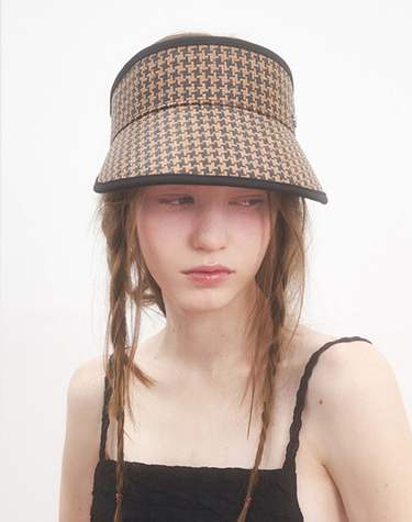HoundsTooth Check Straw Sunvisor