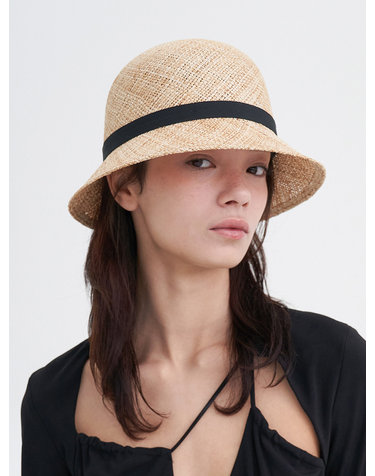 Classic Straw Cloche with Feather Detail