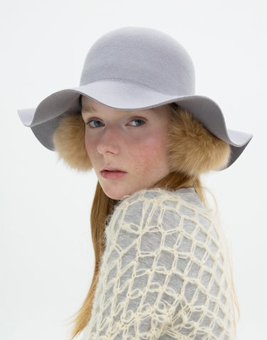Pom Pom Flare Hat - Bluish Grey