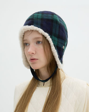 Helmet Bonnet  - Tartan Check