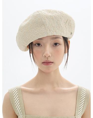 Fluffy Wide Beret - Ivory