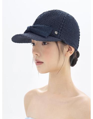 Bunny Knitting Cap - Navy