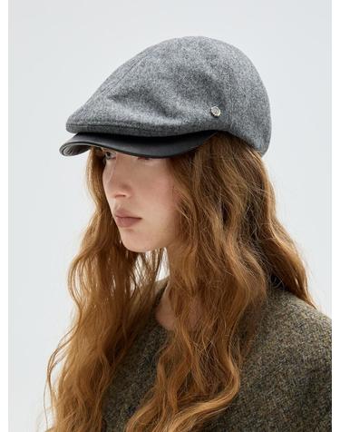 Leather Brim Donald Cap - Grey