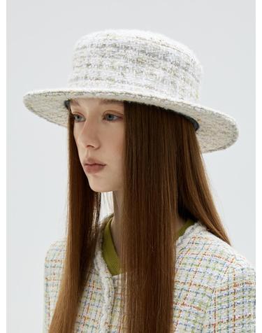 Gabrielle Flat Top Hat - Pistachio Tweed