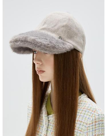 Fur Brim Cap - Grey