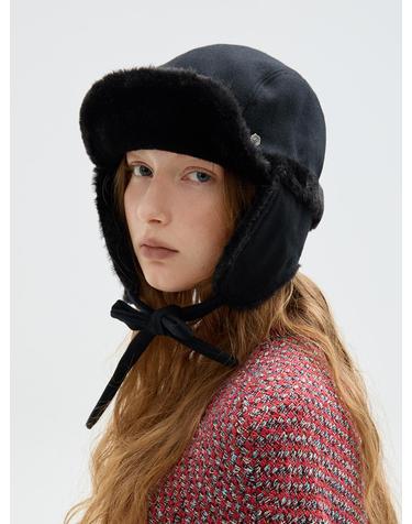 Sherlock Fur Trim Cap - Black