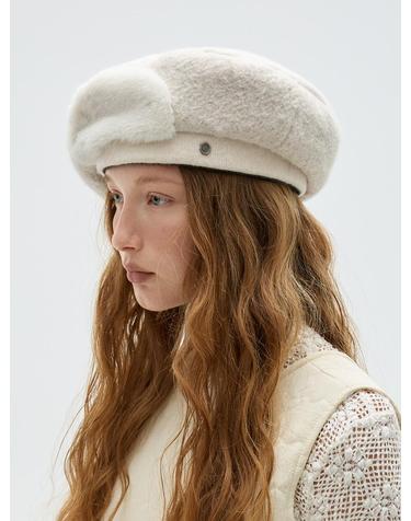 Iconic Fur Beret - Ivory