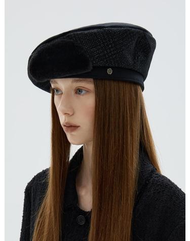 Iconic Fur Beret - Black