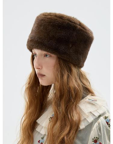 Fur Pillbox - Brown