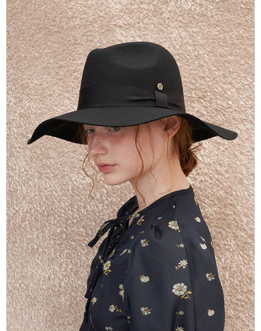 Flare Wool Felt Fedora - Black