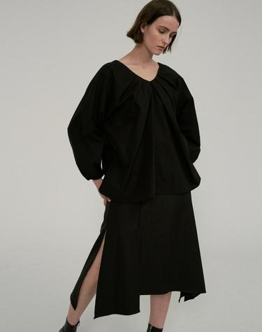 LEATHER SPLIT SKIRT (BLACK)