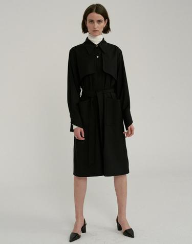 TRENCH WOOL ONE PIECE (NAVY)