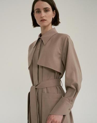 TRENCH WOOL ONE PIECE (BROWN)