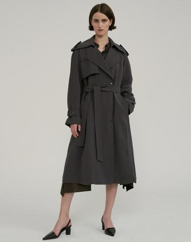 OVERSIZED RAGLAN TRENCH COAT (DARK GREY)