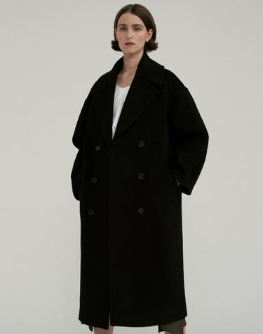 WOOL STITCH LONG COAT (BLACK)