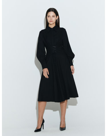 Corset Flare Dress [Black]