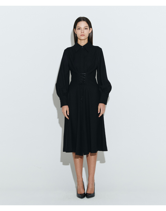채뉴욕 Corset Flare Dress [Black] 착용컷