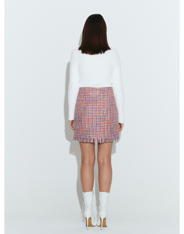 채뉴욕 Fringe Tweed Mini Skirt [Pink] 착용컷