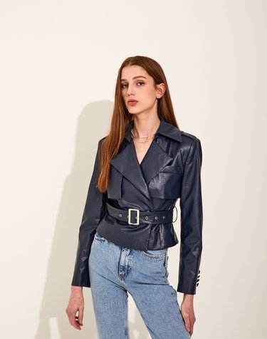 Smith Leather Jacket [Navy]