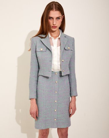 Heart Tweed cropped jacket [Purple]