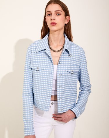 Checker Checker Denim Jacket [Baby Blue]
