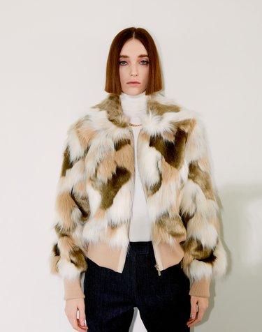 Cotton Candy Faux Fur Jacket [Beige]