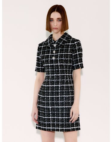 Detatchable Collar Dress [White Check]