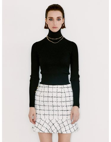 Check Mini Flare Skirt [Black Check]