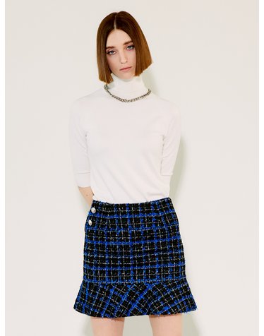 Check Mini Flare Skirt [Blue Check]