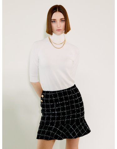 Check Mini Flare Skirt [White Check]