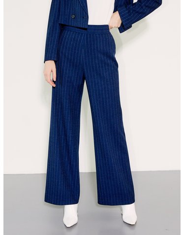 High-waist Wide Pants [Navy]