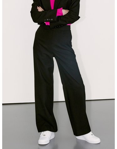 High-waist Wide Pants [Black]