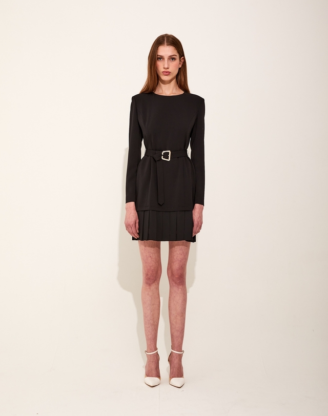 채뉴욕 Claire pleats chiffon dress [Black] 블랙 착용컷