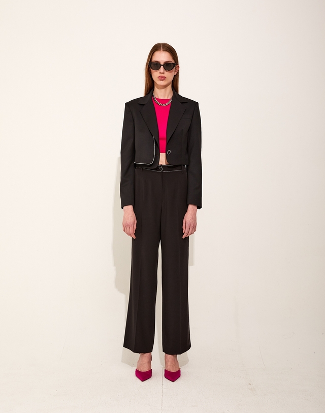 채뉴욕 Wool chain Cropped Jacket [Black] 블랙 착용컷