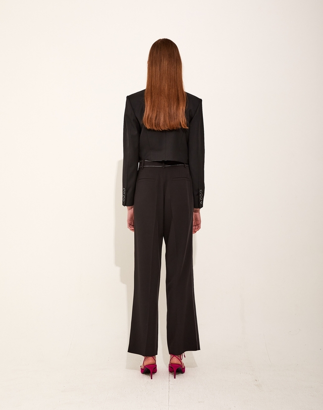 채뉴욕 Wool chain Cropped Jacket [Black] 블랙 착용컷