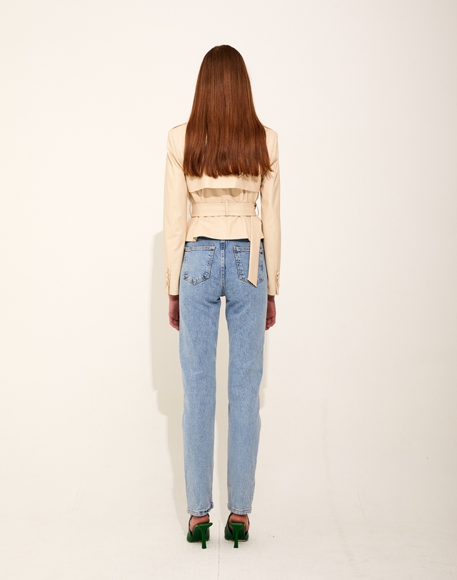 채뉴욕 Smith Leather Jacket [Ivory] 아이보리 착용컷