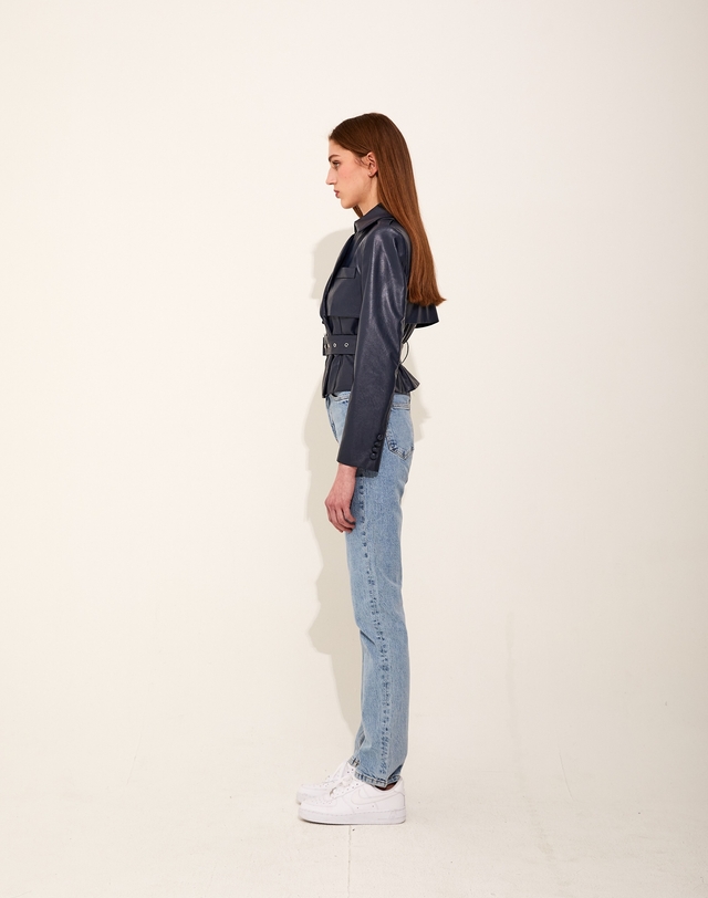 채뉴욕 Smith Leather Jacket [Navy] 네이비 착용컷