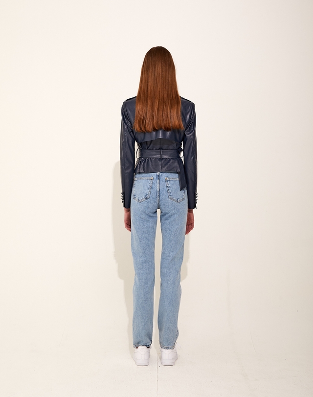 채뉴욕 Smith Leather Jacket [Navy] 네이비 착용컷