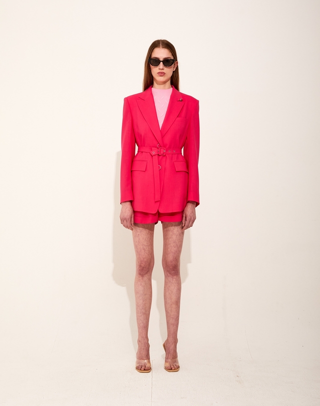 채뉴욕 Vivid Oversized Tailored Jacket [Pink] 핑크 착용컷