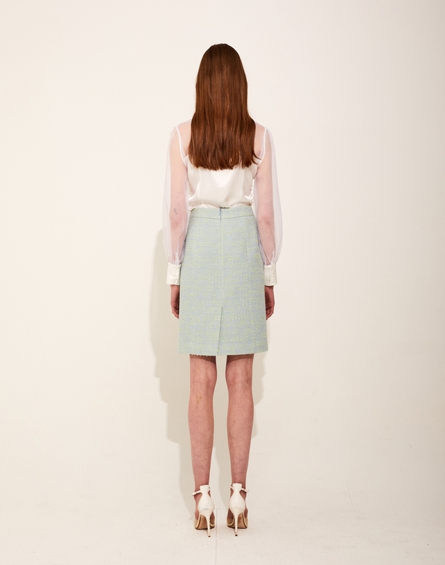 채뉴욕 Heart Tweed H-line midi Skirt [Green] 그린 착용컷