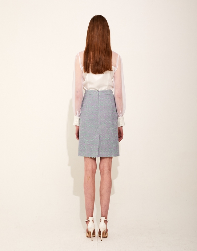 채뉴욕 Heart Tweed H-line midi Skirt [Purple] 퍼플 착용컷