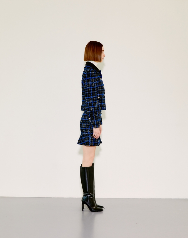채뉴욕 Check Double Collar Tweed Jacket [Blue Check] 블루 착용컷