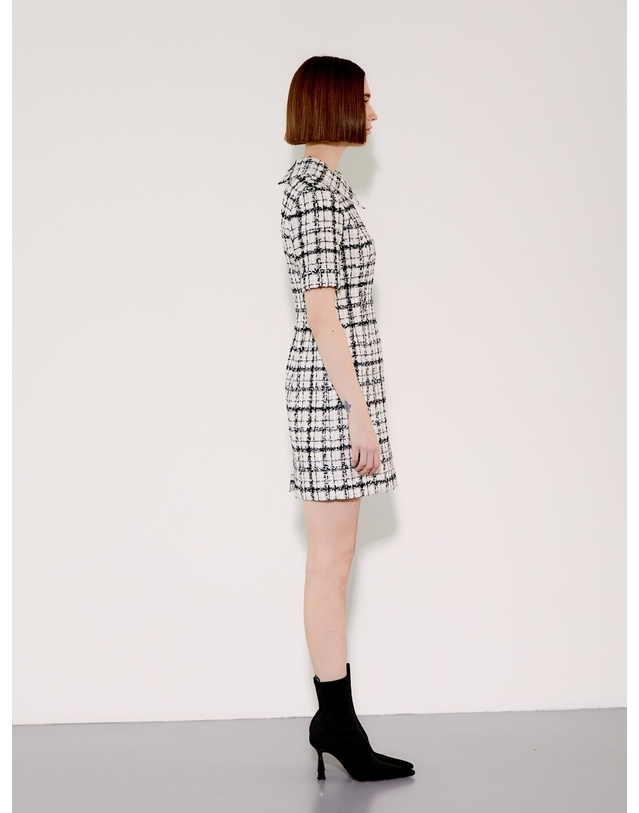 채뉴욕 Detatchable Collar Dress [Black Check] 화이트 착용컷