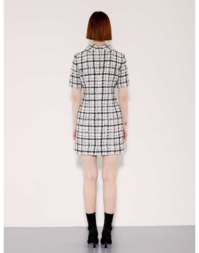 채뉴욕 Detatchable Collar Dress [Black Check] 화이트 착용컷