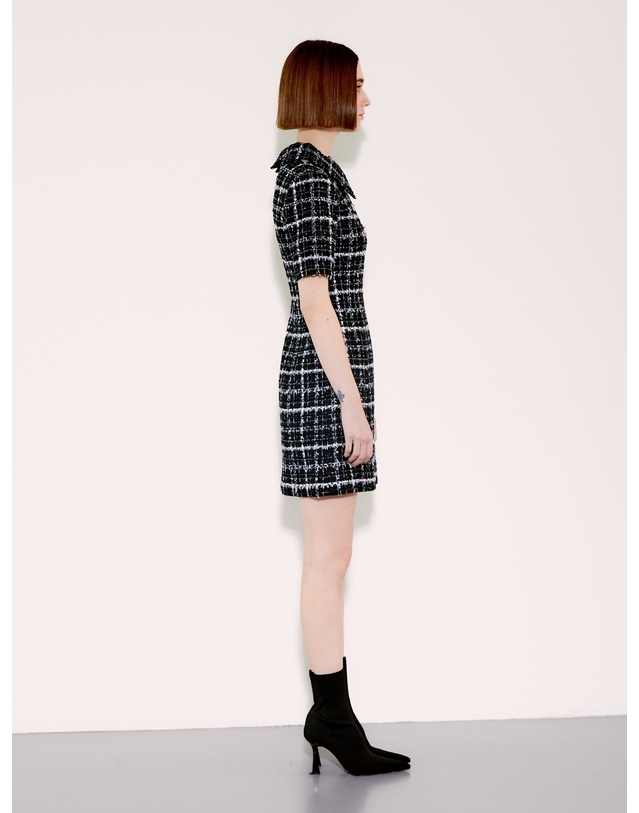 채뉴욕 Detatchable Collar Dress [White Check] 블랙 착용컷
