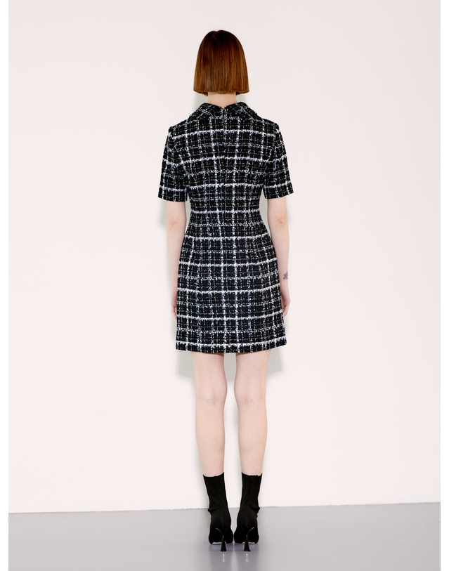 채뉴욕 Detatchable Collar Dress [White Check] 블랙 착용컷